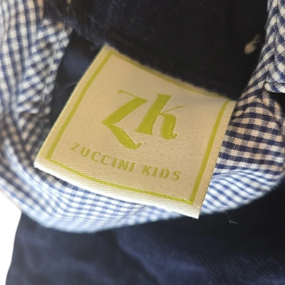 Zuccini Kids Baby Girl Navy Blue Corduroy Pleated Plaid Romper 100%‎ Cotton 3Mo